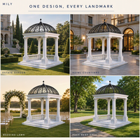 MILY Gazebo de luxe rectangulaire en marbre blanc, style romain, pour extérieur, maison, jardin, parc, hôtel, cour