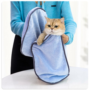 Coral Fleece Pet Bath Towel 35x77cm Soft Absorbent For <b>Dogs</b> And Cats - Product Image 1