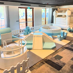 カスタマイズ可能な青と白の幼児用ソフトプレイ構造セット、屋内外遊具、ボールプール、滑り台、トンネル（子供用） - Product Image 4