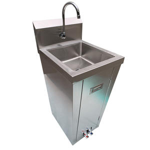 Lavabo a Pedale in Acciaio Inox/Lavabo Monoblocco per Lavaggio Mani/Lavabo Autoportante con Azionamento a Pedale - Product Image 1