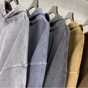 เสื้อมีฮู้ดฟอกสีแนววินเทจสำหรับผู้ชายเสื้อผ้าแนวสตรีทโอเวอร์ไซส์ผ้าคอตตอน100% ไซส์ใหญ่พิเศษเสื้อฮู้ดพืชล้างเปล่าสำหรับผู้ชายสินค้าดรอปชิป - Product Image 3