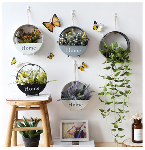 Pot de fleurs mural de style nordique pour salon, <span class=keywords><strong>d</strong></span>écoration de porte, <span class=keywords><strong>d</strong></span>écoration <span class=keywords><strong>d</strong></span>'intérieur, artisanat en <span class=keywords><strong>fer</strong></span>, vase mural rond - Product Image 3