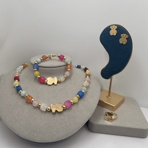 Sming Fashion 4pcs Schmuck Set Bären förmiger Anhänger 18 Karat vergoldet nicht trüben 316L Edelstahl Berühmter Designers chmuck