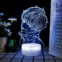 Prix de gros, lampe de nuit créative 3D d'anime, option de logo personnalisé, lampe décorative à changement de couleur 3 couleurs pour les amateurs d'anime