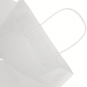 Sac cadeau en papier kraft blanc écologique recyclable de luxe personnalisable avec logo - Product Image 5
