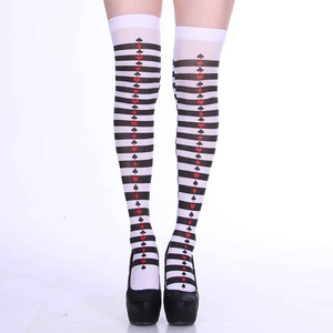 Halloween Printed <b>Knee</b> <b>High</b> Stockings Women Playing Card Pattern Cosplay Costume Party Wear Transparent Over The <b>Knee</b> <b>Socks</b> - Product Image 2