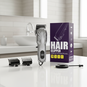 <span class=keywords><strong>Tondeuse</strong></span> à cheveux <span class=keywords><strong>professionnelle</strong></span> rechargeable sans fil électrique en acier inoxydable avec batterie 1500 mAh et LED pour hommes - Product Image 1