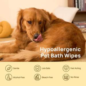 6 lingettes nettoyantes hypoallergéniques non tissées pour animaux de compagnie, parfum personnalisé, marque privée, lingettes humides biodégradables pour chiens et chats - Product Image 4