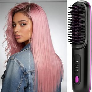 Brosse à cheveux chauffante sans fil portable personnalisée, mini lisseur de cheveux rechargeable, peigne chauffant - Product Image 5