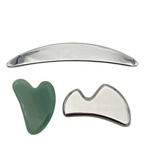 Outil de massage du visage Gua Sha en acier inoxydable avec logo personnalisé Outil de grattage professionnel pour la peau et le visage - Product Image 1