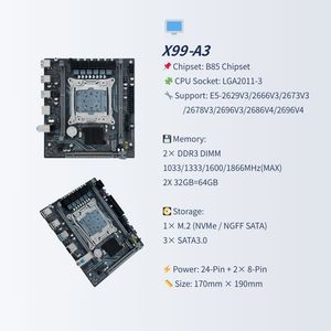 PANDL جديد ITX X99 اللوحة الرئيسية للألعاب سطح المكتب تدعم Xeon CPU <span class=keywords><strong>DDR3</strong></span> ECC <span class=keywords><strong>RAM</strong></span> NVME SATA M2 SATA3.0 ذاكرة مزدوجة ITX X99 اللوحة الأم - Product Image 2
