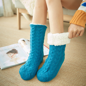 Womens Winter Knit Fleece Cable Gripper <strong>Socks</strong> Warm Fuzzy Non-Slip Home Floor <strong>Slipper</strong> <strong>Socks</strong> - Product Image 5