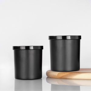 Barattolo in Vetro Nero Opaco Vuoto per Candele da 7oz, 10oz, 12oz, 14oz con Coperchio in Legno Nero Personalizzato - Product Image 1