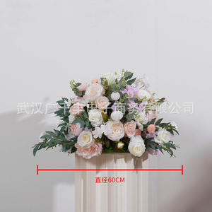 FB002 Vente en gros d'usine Boule de fleurs bleues en tissu avec feuilles vertes pour centres de table de mariage et décorations de mariage - Product Image 4