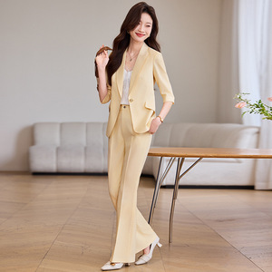 Women's Professional Suit Set Solid Color Lightweight Breathable No-Wrinkle Treatment Casual Formal Wear - Product Image 2