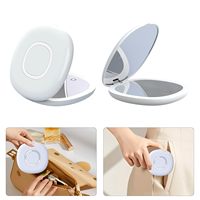 Cermin Kosmetik LED Desktop Pembesaran 1X/3X Dua Sisi Lipat Genggam Berlampu Baterai 1000mAh 90 Menit Kerja Berkelanjutan