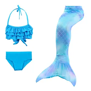 Venta al por mayor de bikini de cola de sirena personalizado chica traje de baño de princesa cola de sirena para nadar adultos con aletas