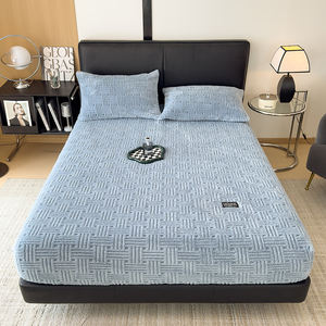 Juego de Ropa de <span class=keywords><strong>Cama</strong></span> de Franela de Alta Densidad, 3 Piezas, Terciopelo Suave, Sábanas de Terciopelo Coral para Invierno, Juego de Sábanas Ajustables - Product Image 3