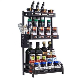 2/3 Tiers Standing Stainless Steel Bottles Holder Kitchen Jars Storage Shelf Spice Rack Organizer