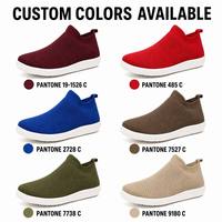 Chaussures chaussettes mi-montantes pour hommes, respirantes, en maille extensible, à bout large, à enfiler, style pieds nus, OEM ODM, logo personnalisé, décontractées, faible MOQ 100 paires