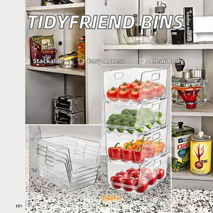 Stapelbare Kunststoff-Aufbewahrungsboxen 4er-Pack Offene Vorderseite Schrank-Organizer für Spielzeug Küche Bad Transparent mit Griff - Product Image 2
