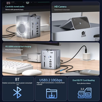 Station d'accueil de bureau de type C super brevetée, nouvelle génération, avec caméra 200W pixel, double canal pour haut-parleur, 10 ports USB 3.0 avec haut-parleur