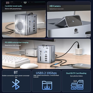Nueva Estación de Acoplamiento Tipo C Super Patentada para Escritorio con Cámara de <span class=keywords><strong>200W</strong></span>, Doble Canal para Altavoz, 10 Puertos USB 3.0 con Altavoz - Product Image 6