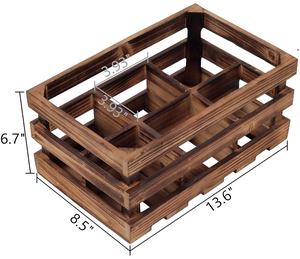 Panier de rangement <span class=keywords><strong>en</strong></span> bois brûlé sur mesure, style ferme, pour bouteilles de <span class=keywords><strong>vin</strong></span>, décoratif pour le lait - Product Image 6