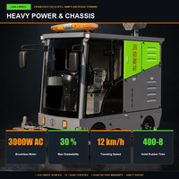 Balayeuse industrielle robuste à conducteur assis, batterie 48V, largeur de balayage 2200mm, pour usine, entrepôt, parking