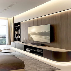 Mobile Porta <span class=keywords><strong>TV</strong></span> Sospeso da Parete di Lusso <span class=keywords><strong>a</strong></span> Prezzo di Fabbrica con Design Moderno, Unità Fluttuante in Legno Nero con LED per Soggiorno - Product Image 5