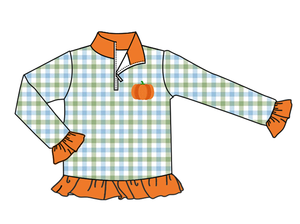 Camiseta con Capucha y Volantes para Niños, Estampado de Calabazas Otoñales, Venta al por Mayor, Ropa Infantil de Boutique - Product Image 4