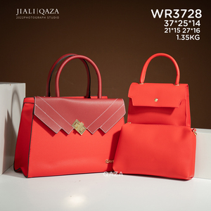 Jiali QAZA büyük kapasiteli Lichee desen kadın 3-Piece Lady çanta özel baskılı Logo nakış PU malzeme kanca döngü - Product Image 2