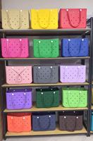 Sac fourre-tout OEM personnalisé pour femme, grande taille, en EVA, imperméable, avec chaîne, design ajouré, écologique, pour la plage et le shopping