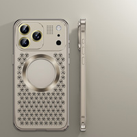 Étui de téléphone en alliage d'aluminium électroplaqué de luxe 2024 pour 16/15/14/13 Pro Max avec recharge sans fil et protection de l'objectif de l'appareil photo