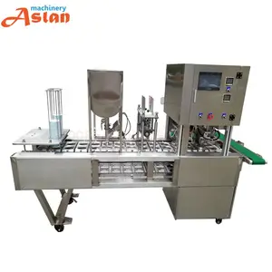 Yogurt Cup Filling Sealing Machine Pudding Ice Cream Cup Filler Package Machine With Chopped Nuts
