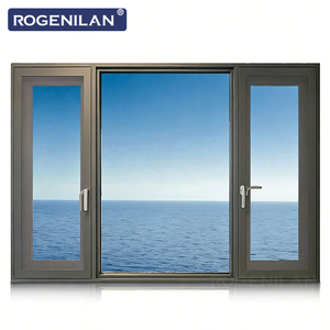 Ventanas Abatibles de Doble Vidrio Templado Rogenilan <span class=keywords><strong>Florida</strong></span>, Ventana de Aluminio con Rotura de Puente Térmico Exterior con Ventanas Fijas - Product Image 2