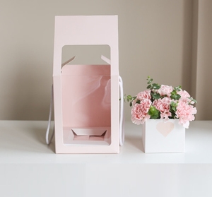 Giấy Hoa bó hoa hộp với lớn PVC cửa sổ và dây thừng xử lý hoa sắp xếp túi giấy hộp - Product Image 1