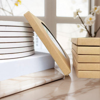Boîte d'emballage en papier kraft fin écologique avec fermeture à nœud, couleur et taille personnalisables pour sous-verres en céramique et en bois
