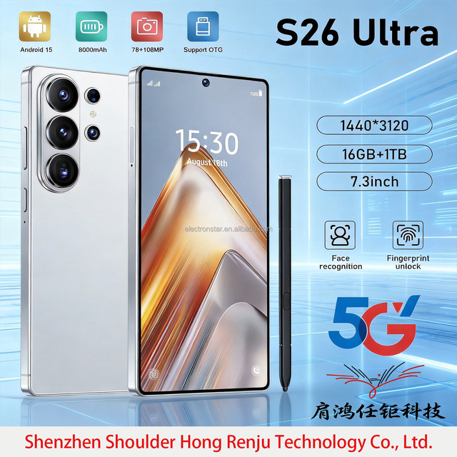 S26 Ultra 5G Phone Android 15 | Built-in Pen, Big Screen Display 16G+1TB 8000mAh 144HZ Deca Core HD After-sales-protection