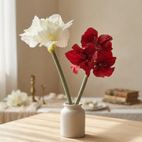 Realistische Seiden-Amaryllis Künstliche Blume Vintage Herbstfarbe Einzelstiel Blumen-Deko für Hochzeitsfotografie Heimdekoration