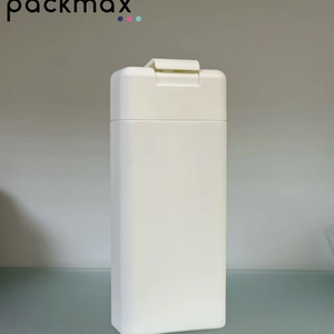 Eco-friendly <b>Flat</b> Rectangle <b>White</b> Plastic Bottle with Flip Top <b>Cap</b> for Empty Cosmetic Shampoo Packaging - Product Image 1