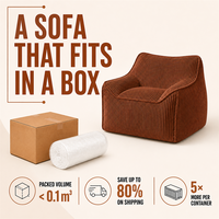 CE-Zertifizierter Lazy Sofa Lounge-Sessel in Box Weicher Gerippter Cord aus China Minimalistisches Abgerundetes Design für Zuhause Schlafzimmer Entspannung