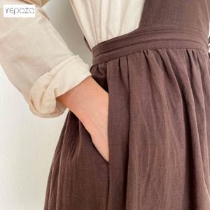 Delantal de lino y algodón para mujer, cómodo regalo para su espalda cruzada, tienda de flores, baberos, personalizado - Product Image 3