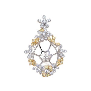 Wenchi 925 Plata de Lujo con Patrón Bicolor, Base para Accesorios DIY, Colgante de Perla Semiterminado 13464 para Fabricación de Joyas China - Product Image 3