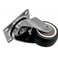 Roue pivotante en TPE de 1,5 pouce avec frein en acier inoxydable SS304, capacité de charge de 25 kg, rotation à 360 degrés, usage intensif