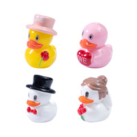 Miniature artisanale en résine peinte à la main, couple de canards, figurines d'animaux minuscules, ornements pour la Saint-Valentin, cadeaux de canards
