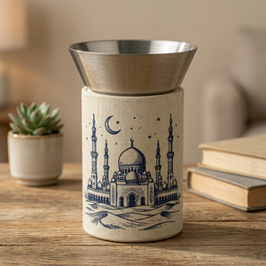 Quemador de Incienso de Madera con Forma Trenzada, Estilo Indio y Árabe, Ecológico, para Aromaterapia, con Caligrafía Árabe Dorada - Product Image 1