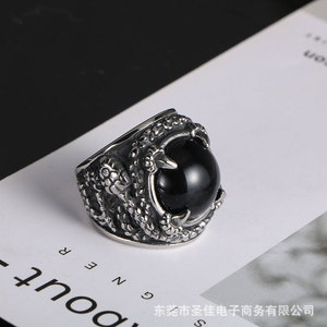 Bague griffe de dragon pour homme, sertie de zircon rouge et noir, bijoux de fête à pointes SA757 - Product Image 2