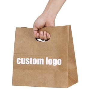 Sacs en papier <span class=keywords><strong>Kraft</strong></span> avec Logo personnalisé, carlin pour Restaurant, prise rapide, avec poignée, unités - Product Image 5