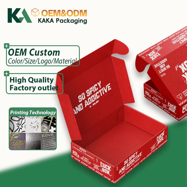 Red Luxury Custom Design Brand Cloth Packaging Kraft Paper Cardboard Mailer Shipping Gift Packing Mailing Boxes by KAKA